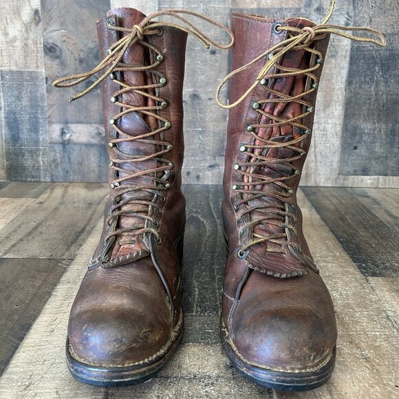 Unbranded Vintage Linesman Logger Plain Toe Lace Up Work Boots Mens 10.5 D - Picture 6 of 12